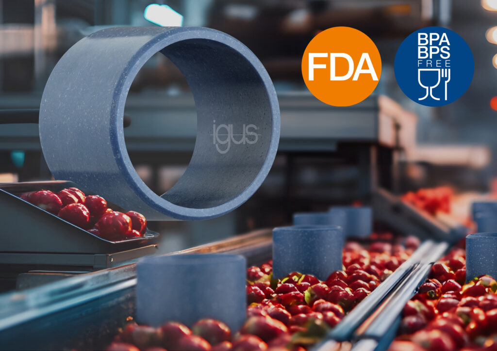 歐盟法規 2024/3190 迫使食品機械製造商重新思考其產品。自 2026 年 7 月起，與產品接觸的零件不得再使用含有環境荷爾蒙雙酚 A 的零件，該禁令適用於所有新上市的機器。針對既有產品線的合規期限為 2028 年 1 月，許多設計工程師已經在尋找替代方案。在 2026 年漢諾威工業展上，igus 將展示不含雙酚的軸承材料 iglidur A351，工程師可在不影響技術性能、無需額外調整設計的情況下，使用該材料。